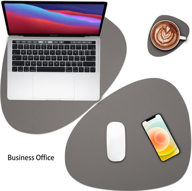 Detalle 2 de Myir JUN Tischsets aus PVC-Kunstleder (doppelseitig) inkl. Untersetzern – Set mit 6, grau