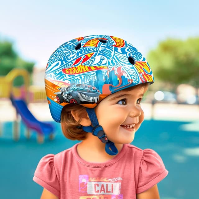 Detalle 2 de DQB DeQUBE Casco Infantil Regolabile Hot Wheels (2–7 anni), ultraleggero, ventilato e conforme EN 1078