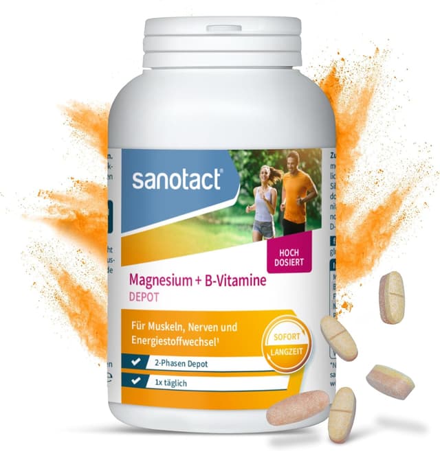 Detalle de sanotact Magnesium 500 plus B Vitamine (180 Tabletten) – hochdosiertes Magnesium für Muskeln, Nerven & Energiestoffwechsel