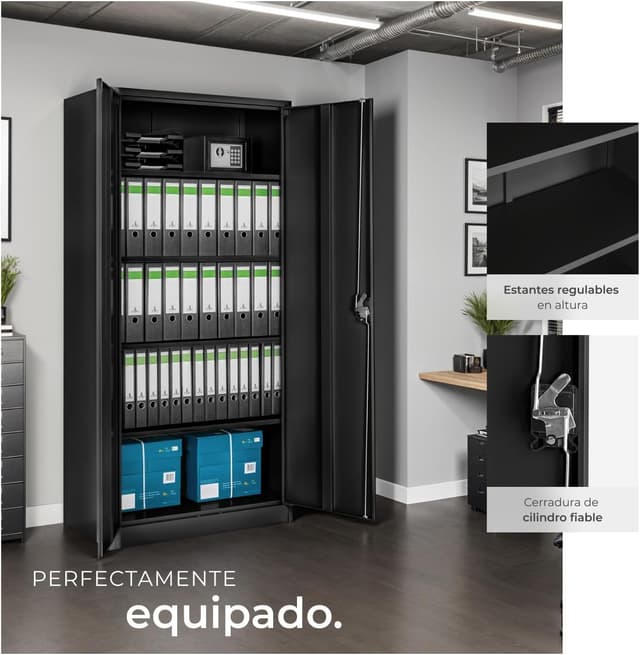 Thumbnail 5 de tectake Armario Archivador 180x80x40 cm negro