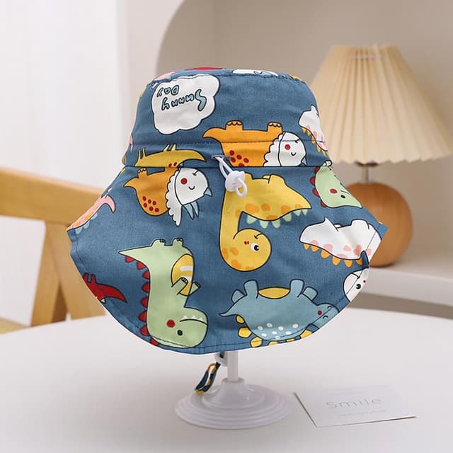 Detalle de Kinder-Sonnenhut mit Nackenklappe aus Baumwolle (80% Baumwolle/20% Polyester) von XYIYI – mit verstellbarer Kopfweite