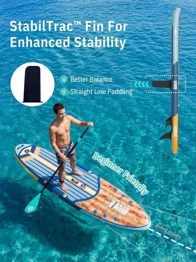 Detalle de Niphean 10’6" Inflatable Stand Up Paddle Board (SUP) with Anti-Slip EVA Deck and SUP Accessories
