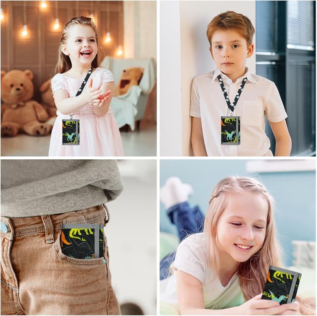 Detalle de Aucuu Motiv Brustbeutel & Kinder-Geldbeutel mit Sicherheitsschnalle (Dinosaurier) – dreifach faltbar