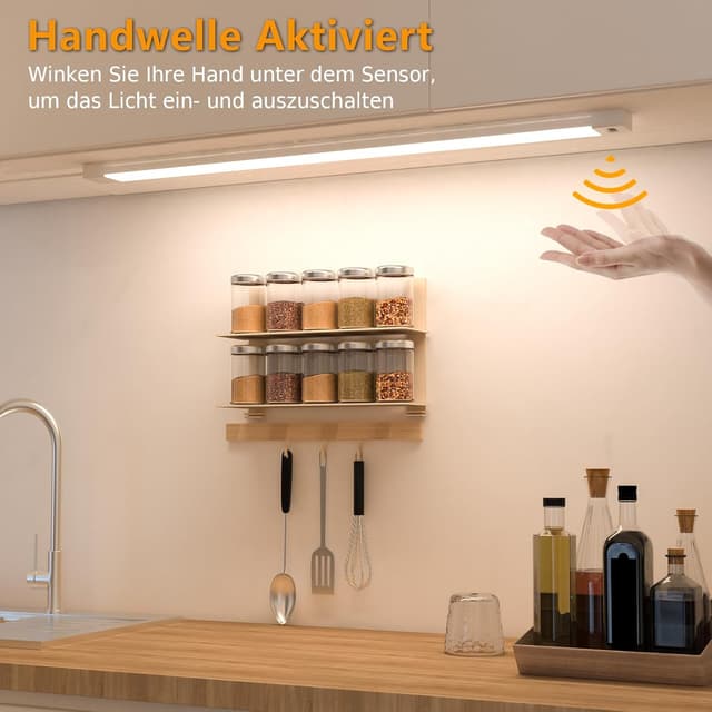 Detalle 2 de SIBI Unterbauleuchte LED dimmbar 2er-Set (41 cm) Neutralweiß mit berührungsloser Sensorsteuerung – 4000K, 473 lm