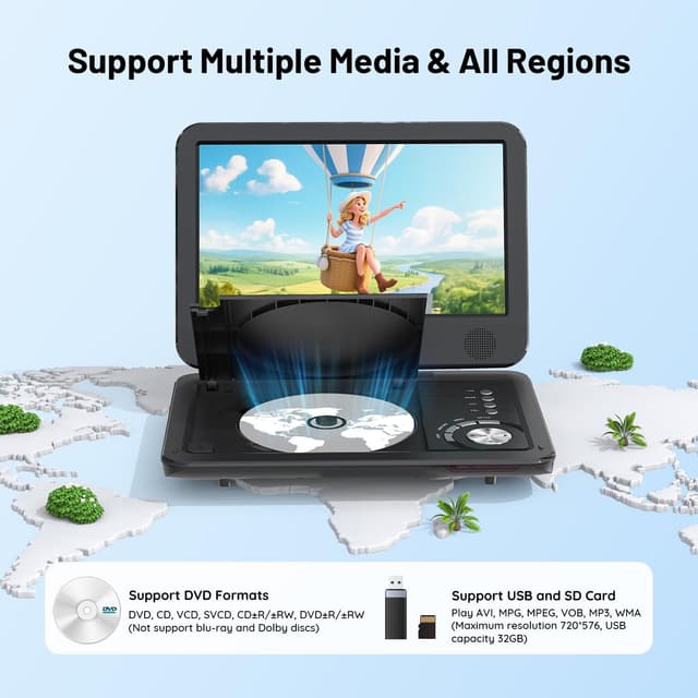 Detalle 2 de ieGeek 12.5" Portable DVD Player with 10.5" screen 📀