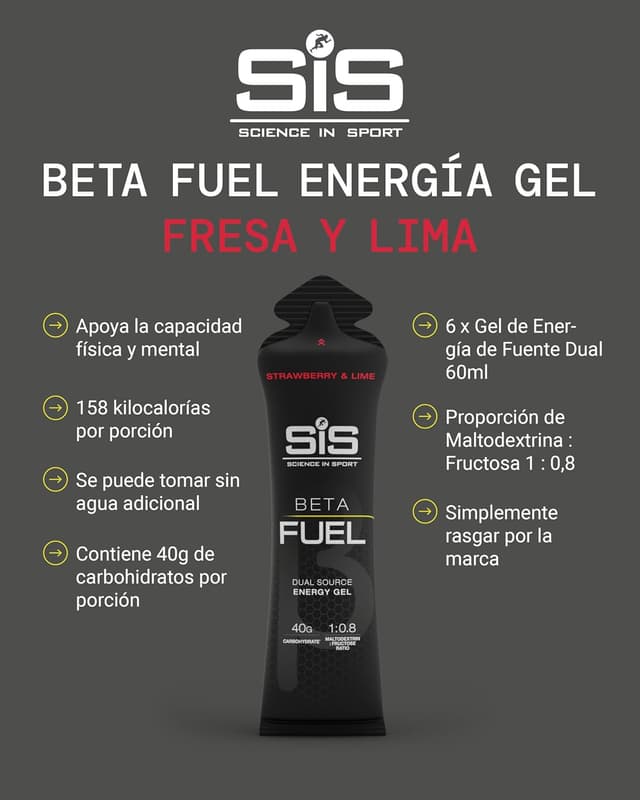 Thumbnail 1 de Science in Sport Beta Fuel Gel 🚴♂️ Energía Fresa y Lima 6 Pack