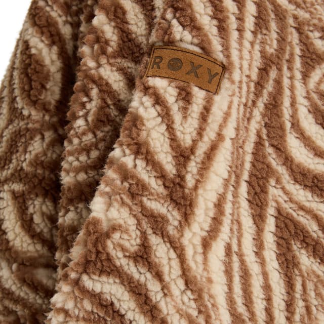 Detalle de Roxy Forro polar de mujer Blurry Cloud Print: polar holgado con cremallera y sherpa estampada