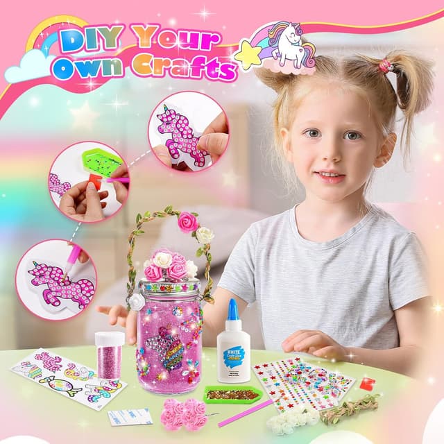 Detalle 2 de Hapikids Unicorn Lantern Craft Kit for Kids (Jar & Glitter DIY) for Ages 4–12
