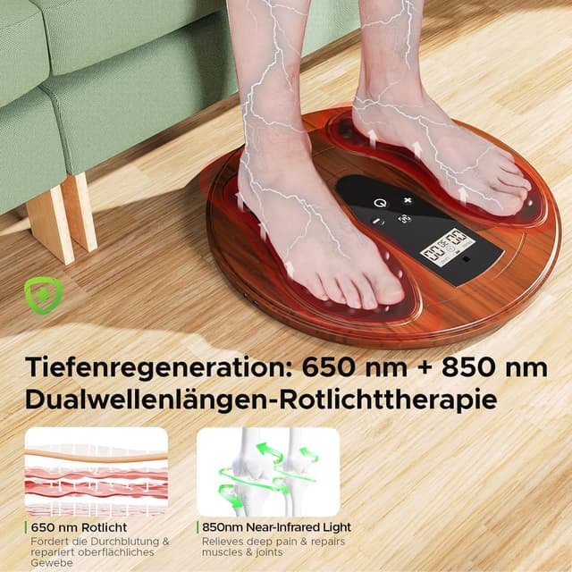 Detalle 2 de Durchblutungsstimulator für Beine mit Rotlichttherapie, EMS/TENS Fußmassagegerät (4 Elektrodenpads)