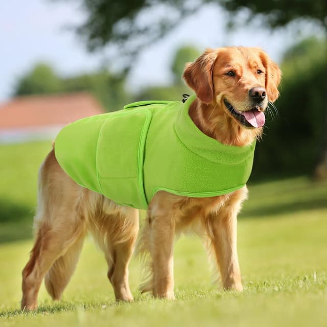 Thumbnail 6 de PUZAUKAL Adjustable Dog Fleece Jumper Vest (Green S) – warm, step-in fleece coat with adjustable neck and belly