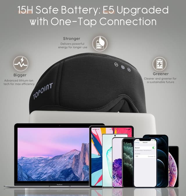 Thumbnail 6 de TOPOINT Bamboo Cotton Bluetooth Sleep Mask