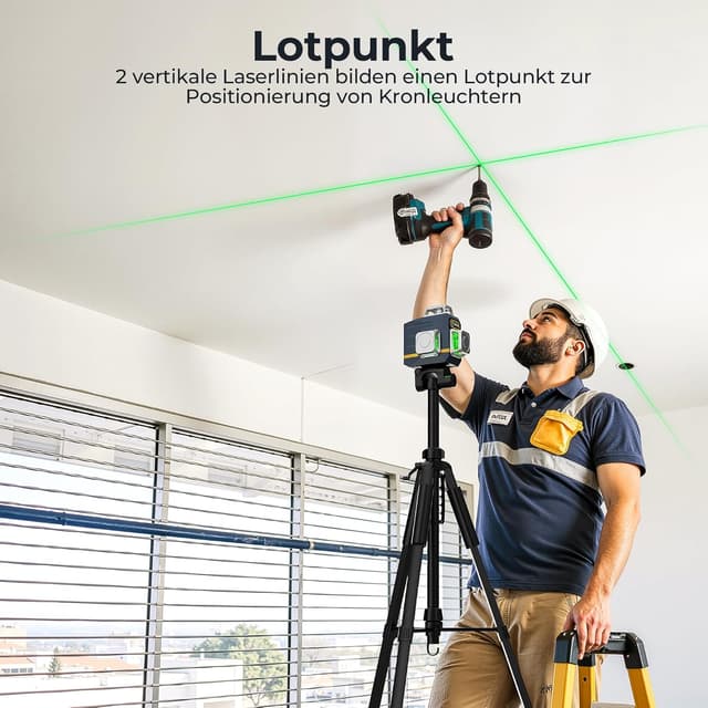 Detalle de CIGMAN Kreuzlinienlaser CM-701 (3x360° Grün) mit Selbstnivellierung, Fernbedienung und USB-Laden