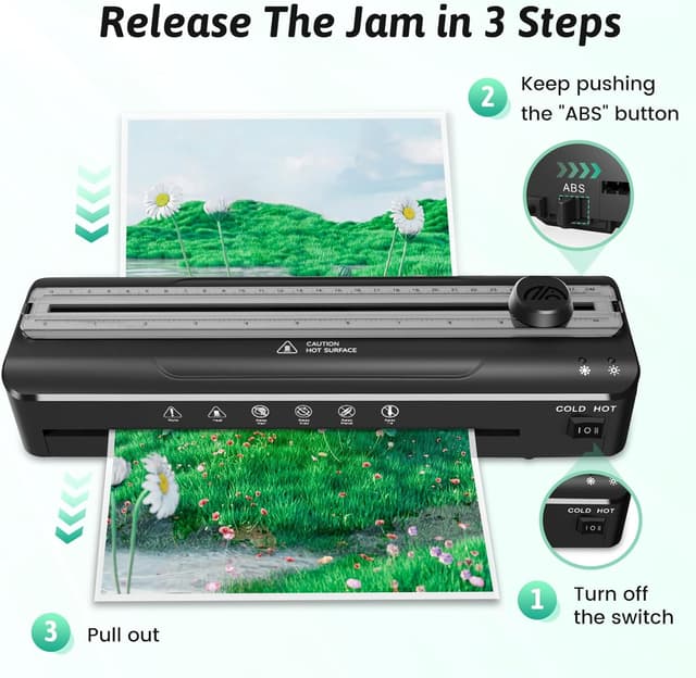 Detalle de MAXDONE A4 4-in-1 Thermal Laminator Kit with Hot & Cold Settings, Pouches, Trimmer & Corner Rounder
