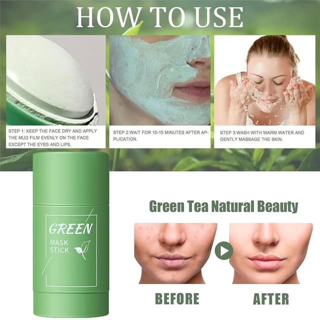 Detalle 2 de 2er-Set Green Tea Mask Stick: Grüne Tee Gesichtsmaske mit Tonerde für Tiefenreinigung