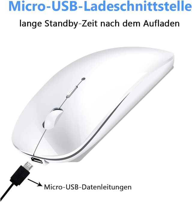 Detalle de LEAPEST Dual-Mode kabellose Bluetooth/2,4-GHz-Maus mit USB-C-Adapter (weiß)