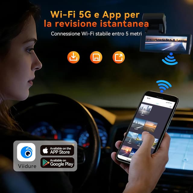 Thumbnail 6 de Caytail Dash Cam Auto 4K+2K con WiFi 5GHz e scheda 64GB, front+retro grandangolo 170°+120°