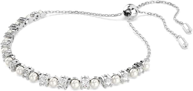 Detalle 2 de Swarovski Pulsera Tennis Matrix perla blanca, rodio 💍