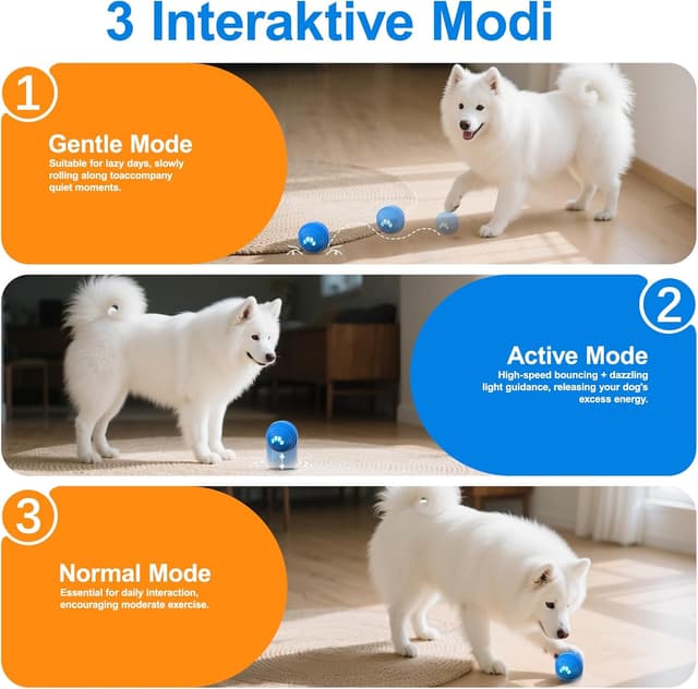 Detalle de BIRDTOBR balle chien interactive E-TPU rechargeable en Type C, 3 modes