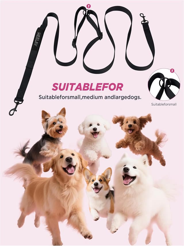 Detalle 2 de Heelay Freihändige Hundeleine (Crossbody) – 2,0–3,9 m, gepolsterter Griff, für 8–50 kg, schwarz