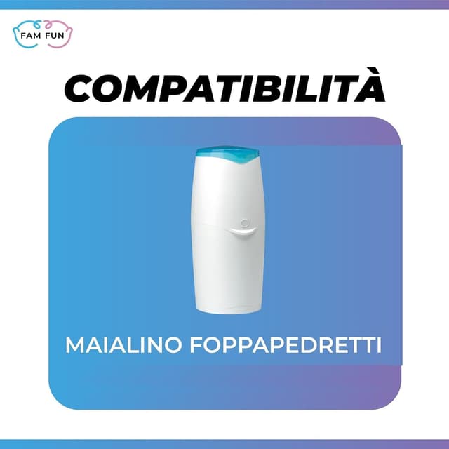 Detalle de Fam Fun – 5 ricariche profumate compatibili con contenitori per pannolini Maialino, Foppapedretti, AngelCare e altri (extra lunghe)