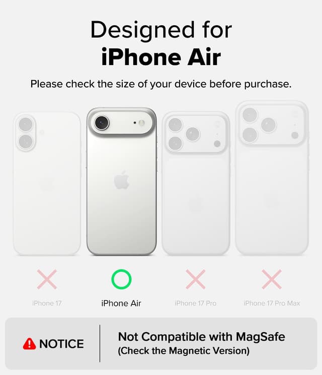 Detalle 2 de Ringke Onyx Hülle für iPhone Air – rutschfest, kratz- und stoßfest mit präzisen Kameraausschnitten (Black)