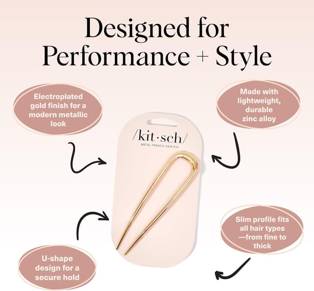 Detalle 2 de Kitsch horquilla francesa dorada 1 unidad