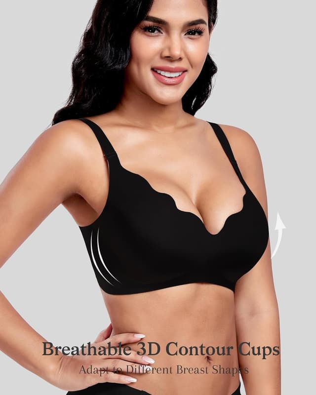 Detalle de Vinfact Women’s Plunge V Floral Non Wired Push Up Padded Everyday Bra