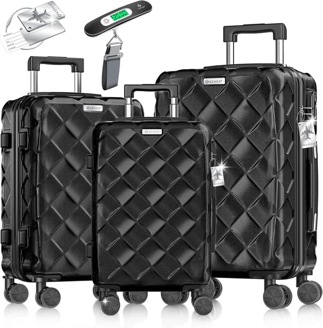 Detalle de KESSER® Reisekoffer-Set 3-teilig mit ABS-Hartschalenkoffern, Zahlenschloss, Kofferwaage und Reisebrieftasche