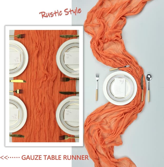 Detalle 2 de Heneger 12-Pack Orange Cheesecloth Table Runner (10-Foot) for Easter, Spring & Boho Party Decor