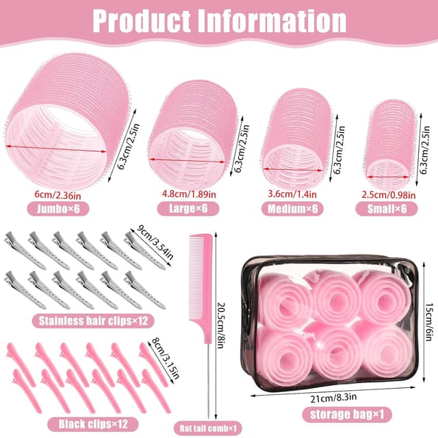 Thumbnail 1 de 4 Sizes Self-Grip Hair Rollers, 50 Pcs