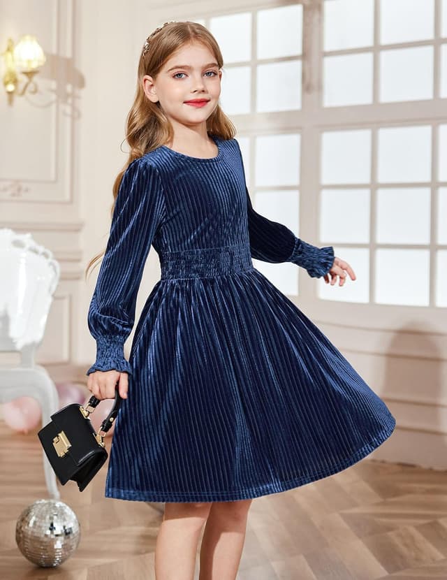 Detalle 2 de Robe en velours scintillant pour filles Arshiner (6 à 13 ans) : robe de fête automne-hiver