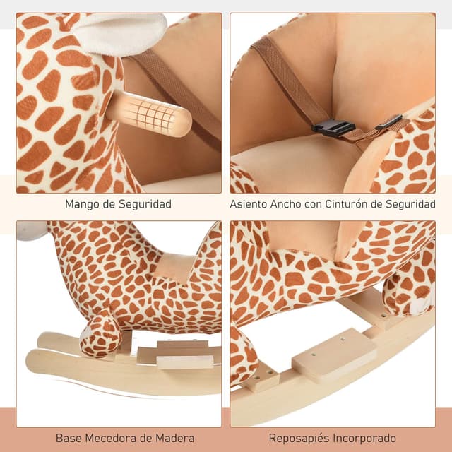 Thumbnail 5 de HOMCOM Caballito balancín jirafa 32 canciones 60x33x50 cm
