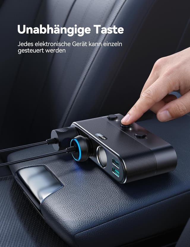 Thumbnail 6 de JOYROOM 179W Zigarettenanzünder Verteiler (7-in-1) mit PD30W USB‑C, 3x 12V/24V-Steckdosen und LED-Voltmeter