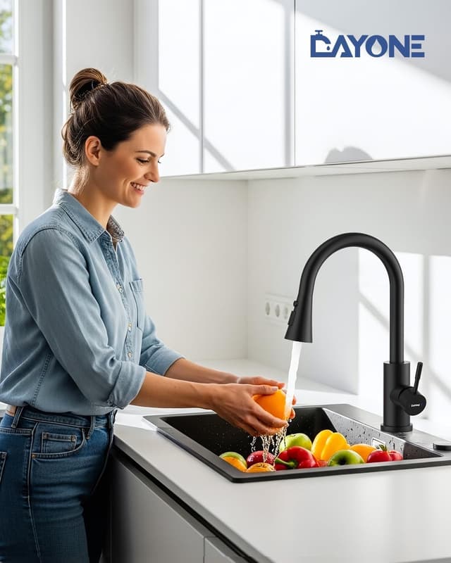 Detalle 2 de DAYONE Niederdruck-Küchenarmatur Schwarz 50 cm