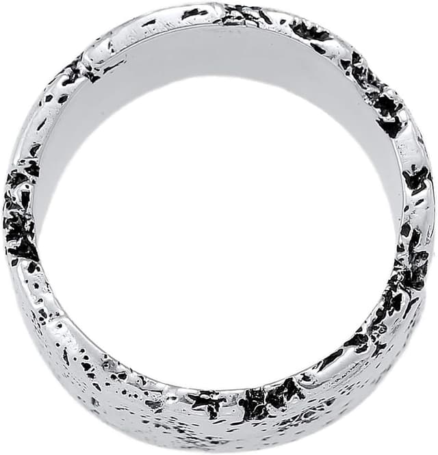 Detalle de Kuzzoi Herrenring 12,5 mm aus 925 Sterling Silber, handgeschmiedet & gehämmert (Ringgröße 60–66)