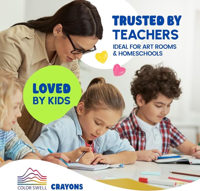 Detalle de Color Swell Bulk Crayons Packs (10 Boxes of 24 Vibrant Colors) for Home and School Use