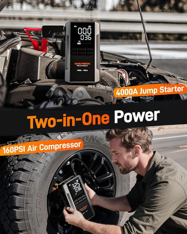 Thumbnail 1 de WOLFBOX Avviatore d’emergenza 4000 A, batteria 24.000 mAh