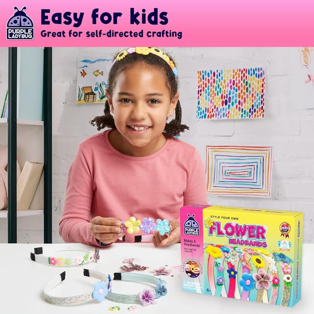 Detalle 1 de Purple Ladybug DIY flower headbands for girls
