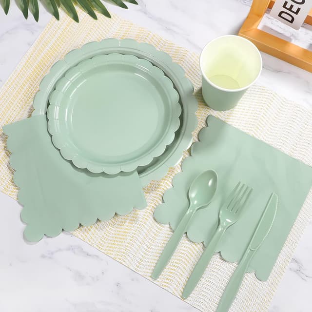 Thumbnail 3 de Xiangqu 175 Pcs Sage Green Party Set