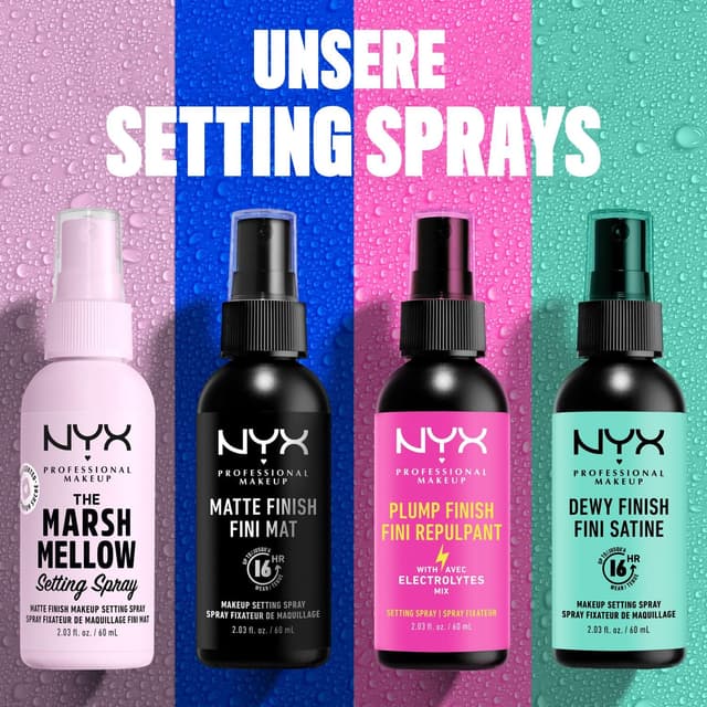 Detalle de NYX Professional Makeup Setting Spray mit mattem Finish (vegane Formel), Fixierspray für flüssiges und pudriges Make-up, 60 ml