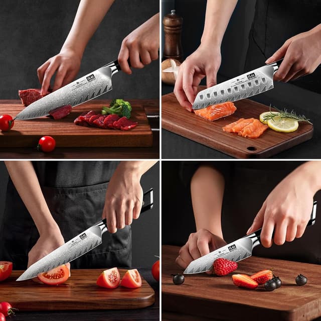 Detalle de SHAN ZU GYO Messerblock-Set (7-teilig) mit Damaststahlmessern aus Japanischem 10Cr15CoMoV