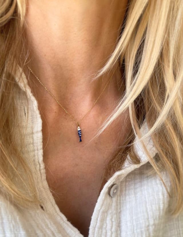 Detalle de happymaker Edelstahlkette Damen Gold mit Fisch- oder Krebs-Anhänger (18k vergoldet), größenverstellbar & wasserfest