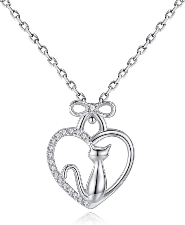 Detalle de VIKI LYNN collier argent pendentif chat mignon en argent 925 et zircon