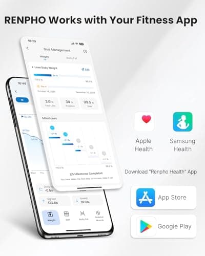 Detalle 2 de RENPHO Elis 1: báscula de baño digital con análisis corporal y app Bluetooth