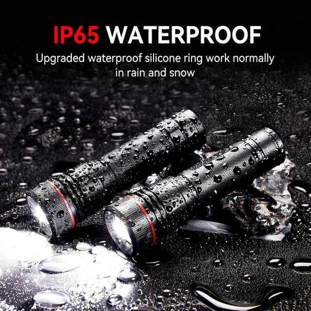 Detalle de BUCASA LED-Taschenlampe, aufladbar (bis zu 2000 Lumen), 3 Modi & Zoombar – 2er-Set für Kinder und Outdoor