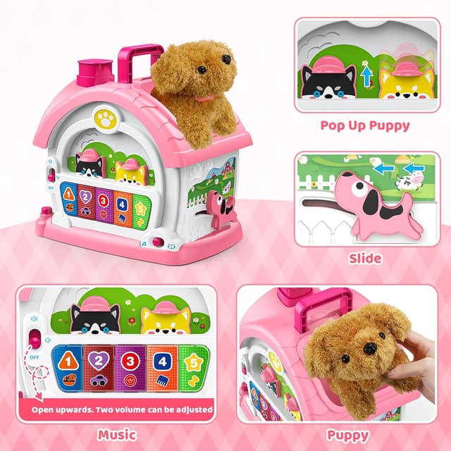 Detalle de 6-in-1 Montessori activity house toy for 1–2 year old girls (music, lights, sound & car play)