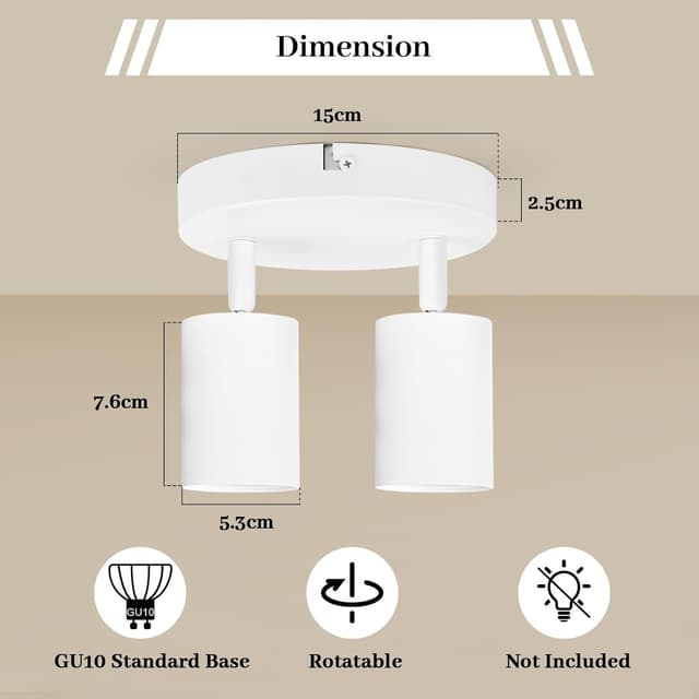 Detalle 2 de GeyouLux 2-flammiger Deckenstrahler rund (GU10) mit schwenkbaren Spots