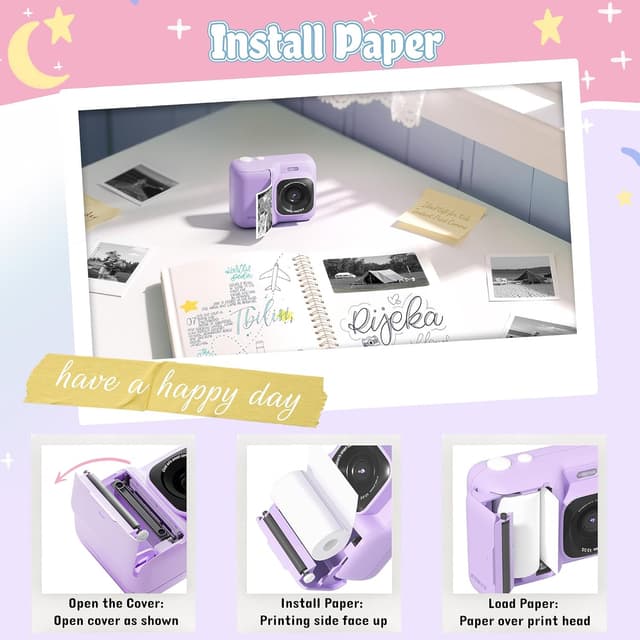 Detalle 2 de ETIKEZ Kids Camera 1080P instant print, 32GB