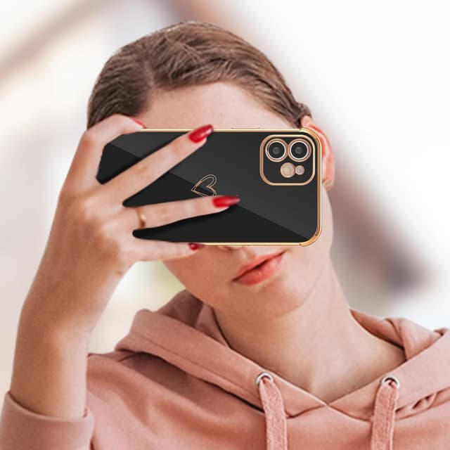 Detalle de ZTOFERA Designed for iPhone 12 6.1-inch Case with Love-Heart Plating Edge