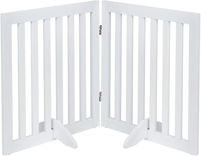 Detalle de unipaws 61 cm Free Standing Pet Gate (White) – foldable wooden barrier for dogs and cats